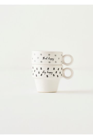 Simple Ceramic Espresso Set of 2 Coffee Cups (105 Cc)