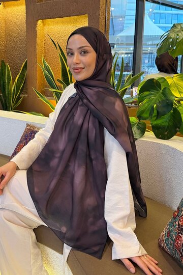 Batik Pattern Soft Shawl Plum