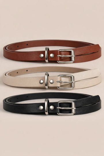 3 Nude Faux Leather Belts