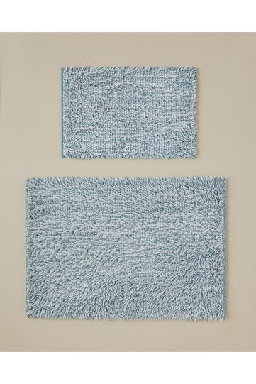 Corallo Non-Slip Base Bath Mat Set 60X90 + 40X60 cm Blue-White