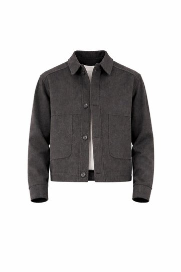 Men's Shirt Collar Oversize Short Checked Coat