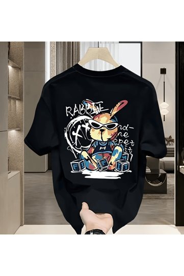 Rabbit Graffiti Printed Premium Oversized T-Shirt