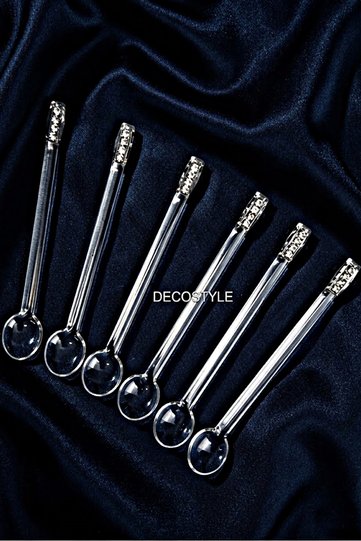 Chain Stone Glass Teaspoon 6 Pieces Boxed Length 11cm Mouth Width 1.75 cm