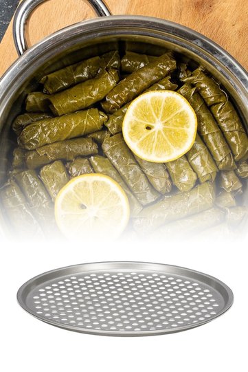 24cm Stainless Steel Oval Perforated Model Tray Wrap Fountain Mat Pita Pizza Kitchen Tray