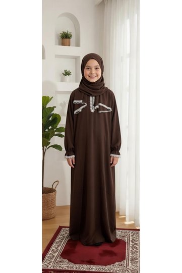 Pmuklu Lace Piece Children's Prayer and Umrah Dress (11-13 Years)