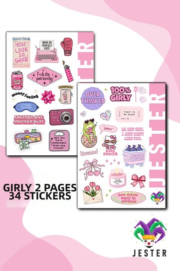 Girly 2-Pack Stickers, Decals, Diary, Agenda, Planner, Bullet, Journal, Scrapbook