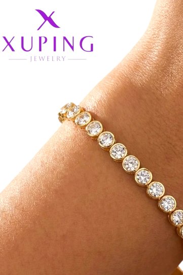 Xuping Vip Round 5 mm Zircon Stone Waterway Model Bracelet Xuping Gold Bracelet Does Not Tarnish/17+2Cm