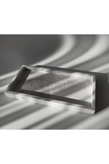 صينية ومنظم مستطيل بتصميم رخامي، مقاس 15×30 سم