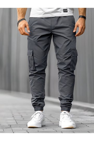 Cargo Trousers, Cotton Stretch Fabric, Elastic Waist and Hem, Cargo Pants