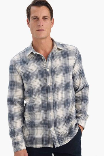 100% Cotton Regular Fit Checkered Flannel Long Sleeve Shirt E8184Ax25Wn