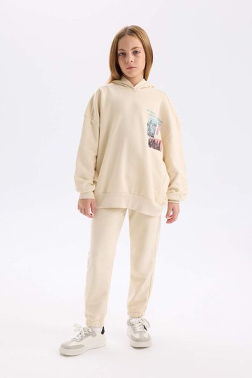 Girl's 2-Piece Set Printed Sweatshirt Elastic Waist Sweatpants D4057A824Wn