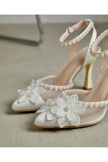 White Mesh Evening Dress Shoes 8.5cm -Feli̇syabuti̇k