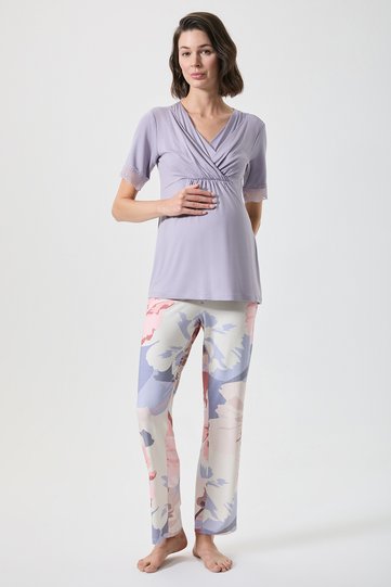 Breastfeeding Detailed Maternity Pajama Set