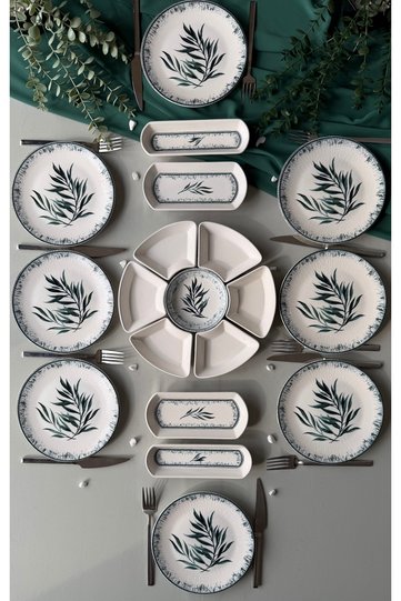 Olea Series Breathable Model Embossed 8-Person 19-Piece Modern Breakfast-Brunch Set