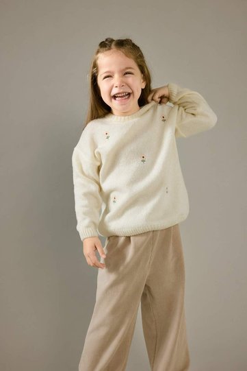 Crew Neck Floral Knit Sweater Baby Girls F2632A525WN