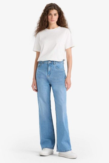 100% Cotton 90's Wide Leg High Waist Long Jean Pants E9106Ax25Au