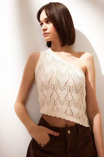One-Shoulder Crochet Athlete Top F5936Ax25Sm