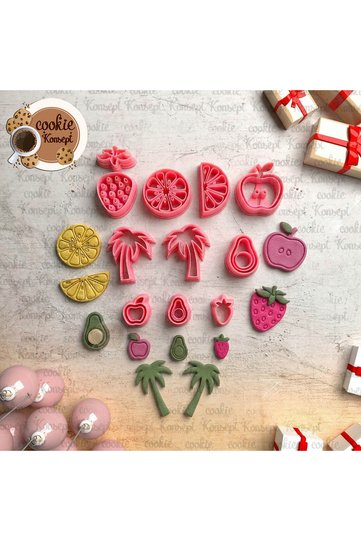 Polymer Clay Mold Set # 78 - Summer Fruits |   Hobby Doughs Compatible