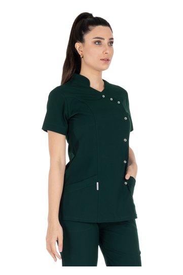 Luxe Flex Dark Green Stretch Fabric Thin Stretchy Scrub Set for Doctors and Nurses