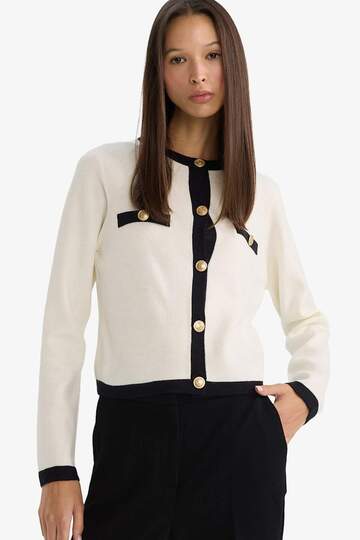 Regular Fit Crew Neck Buttoned Knitwear Cardigan C1482Ax24Wn