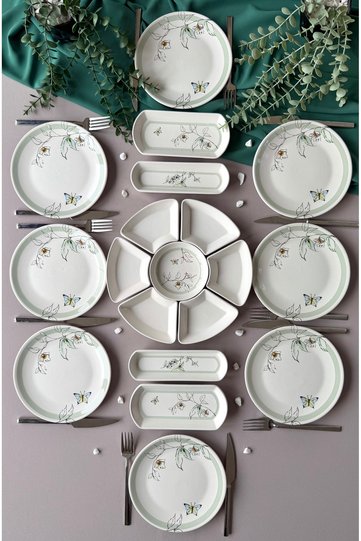 Nazende Model Embossed 8-Person 19-Piece Modern Breakfast-Brunch Set
