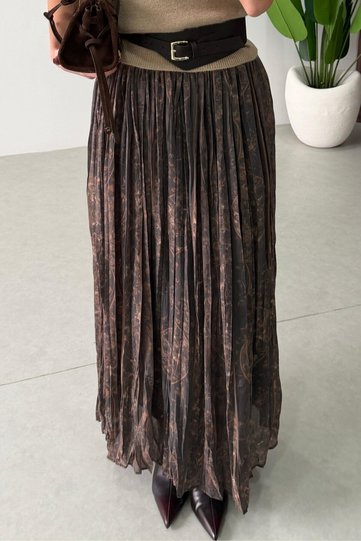 Elastic Waist Kem Belt Chiffon Skirt 3374