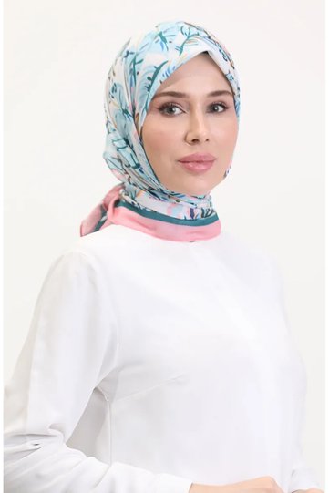 Patterned soft scarf 70245-08 pink baby blue