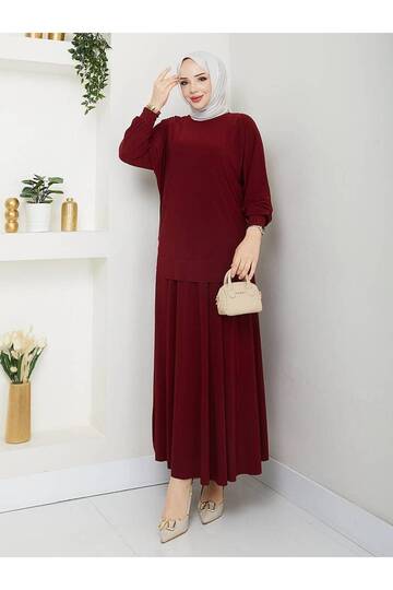 Oval Cut Tunic Comfortable Sandy Skirt Set