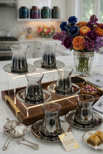 طقم شاي Safir Tea Series مكوّن من 12 قطعة، أكواب شاي
