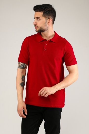 Polo Neck T-Shirt 100% Cotton Claret Red Men