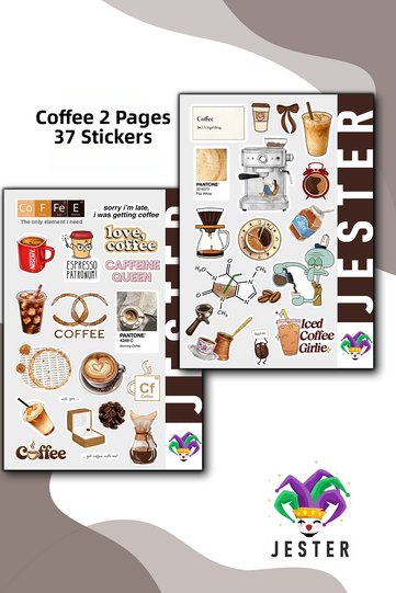 Coffee 2-Pack Sticker, Decal, Diary, Agenda, Planner, Bullet, Journal, Scrapbook