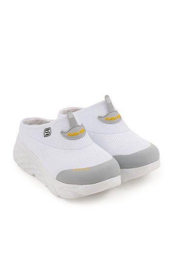 Women's Cushioned Sole Orthopedic Mesh Clog Doctor Nurse Hospital Chef Slippers SS001-0278 White