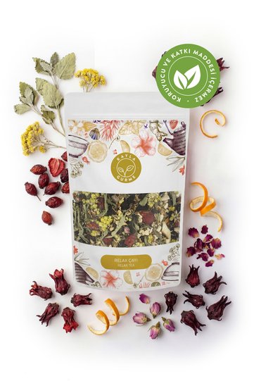 Relax Tea - Lemon Balm, Goldenrod, Rosehip, Orange Peel, Pomegranate Flower, Pink Rose, Hibiscus - 75 g
