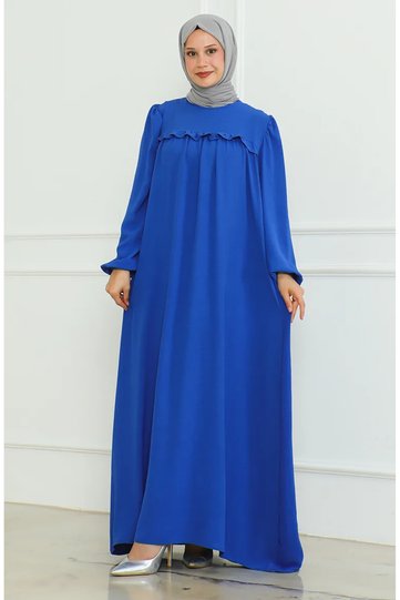 Aerobin fabric sleeve elastic dress 0465-02 cobalt blue