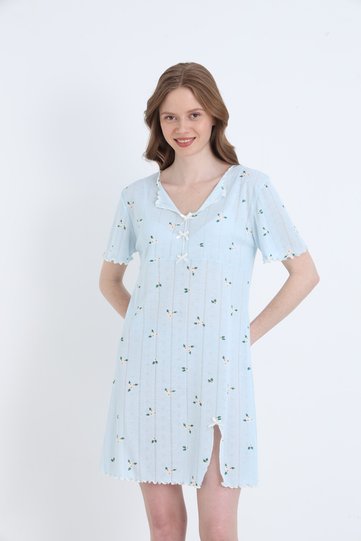 Jacquard Viscose Bowknot Slit Women's Tunic