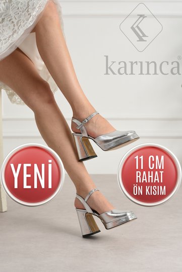 أحذية السهرة - أنيقة ومريحة - أحذية بكعب سميك 11 سم ومغلقة من الأمام
