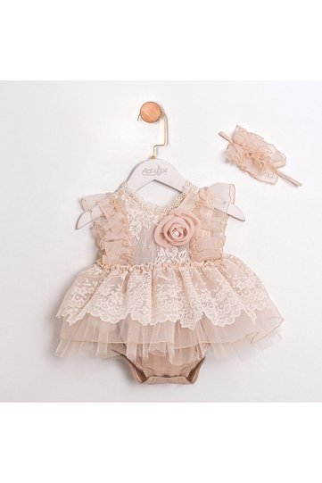 Baby Girl Trendy Lace Jumpsuit and Headband