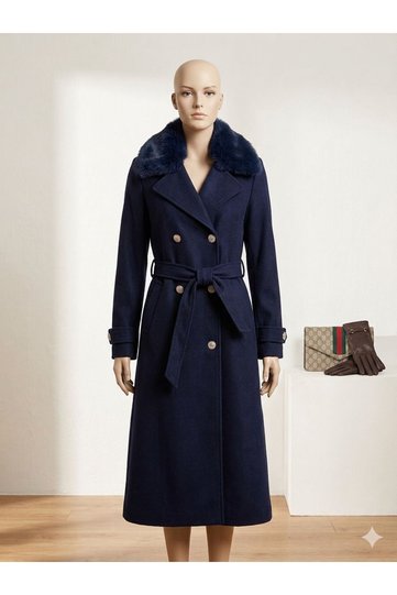 Fur Cashmere with Belt and Snap Detail