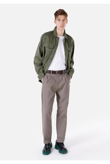 Wide Fit Mid Waist Straight Leg Men's Dark Blue Trousers