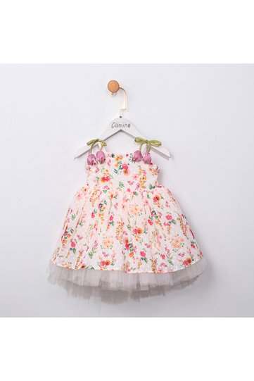 Girl's Tulip Strap Detailed Lined Dress