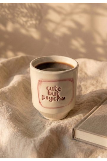 Ceramic Mug with Writing Cute but Psycho 200 ml