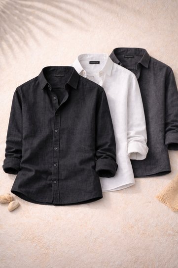 Men's Sofia Linen Shirts Set of 3 Summer Breathable Comfortable Fit Stylish Economical Package