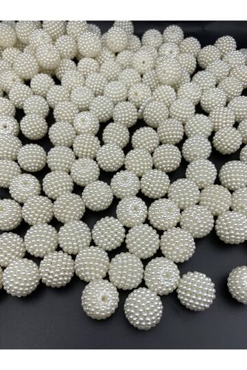 Pieced Blackberry, 100Gr 20mm Cream Color Fragmented Blackberry Pearl Beads, Bag Making Beads (~43 Pieces)