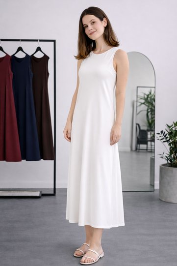 Sleeveless Undergarment Dress N8102 White