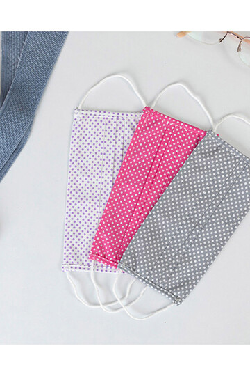 Alamode Cotton Fabric Mask 9.5X18 cm Gray - Pink