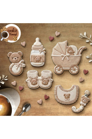 Teddy Bear Baby Shower Concept Mold Set |   Cookies, Clay, Ceramic Compatible