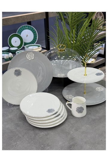 Rozsa Luxury Porcelain 15 Piece Presentation Set Gray