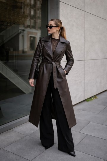 New Season Women's Oversized Leather Trench Coat