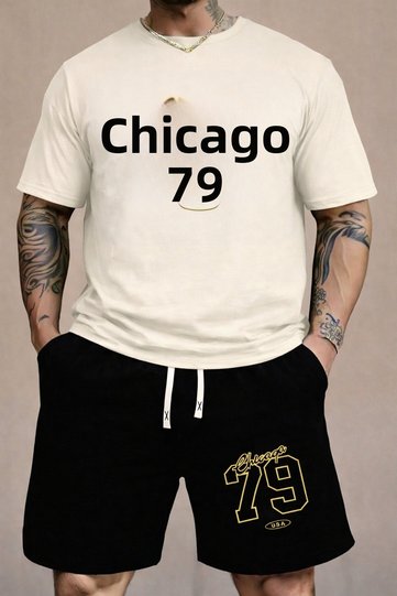 Men's Bottom-Top Shorts-T-Shirt 2-Piece Set