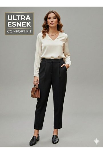 Black High Waist Ultra Stretchy Lycra Carrot Pants